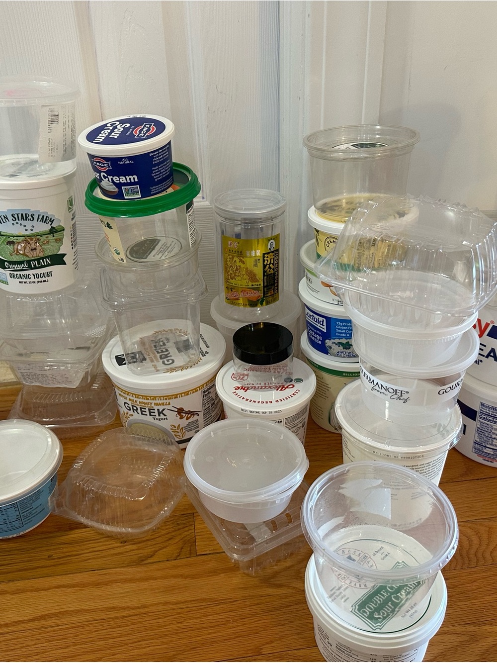 Assorted White Plastic Food Storage Containers - Multi-Pack lot of 37